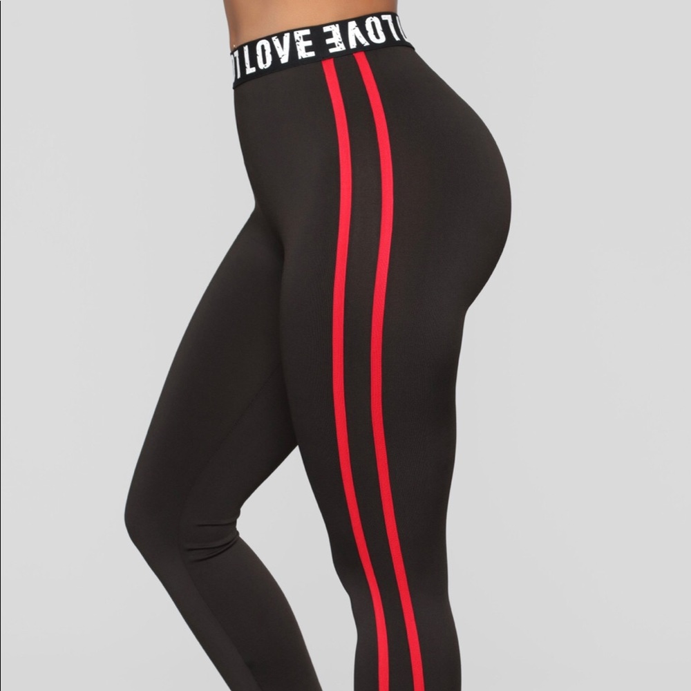 Love Black & Red Stripped Leggings